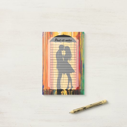 Liefde in de regenbogen post-it® notes (Op bureau)