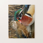 Liefde in de Roodsen: Een paar houten Eenden krijg Legpuzzel (Verticaal)