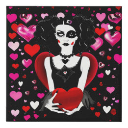 Liefde in de schaduw: het hart van de raaf imitatie canvas print