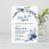 Liefde in de Waterverf van Bloom Royal Blue Flower Kaart (Staand voorkant)
