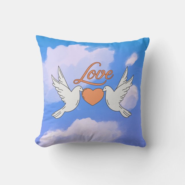 Liefde in de wolken - Dove Heart Kussen (Voorkant)