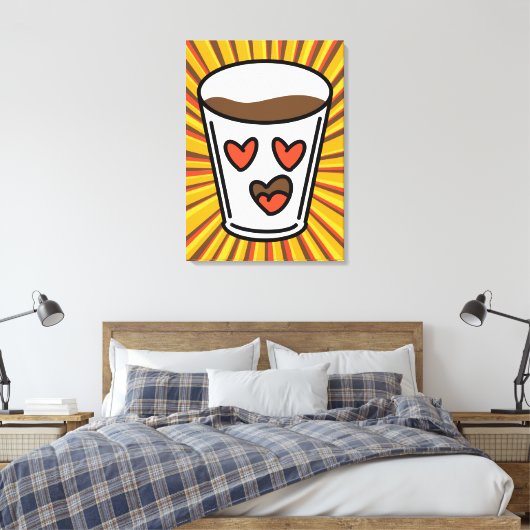Liefde in een beker canvas afdruk (Insitu (Slaapkamer))