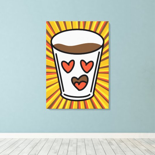 Liefde in een beker canvas afdruk (Insitu (Houten vloer))