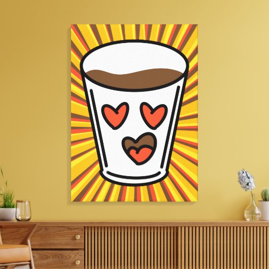 Liefde in een beker canvas afdruk (Insitu (Woonkamer))