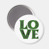 Liefde in een Iers Keltisch lettertype Magneet (Voorkant / Achterkant)