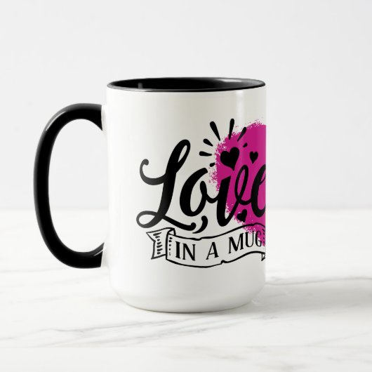 Liefde in een Mok roze hart (Links)