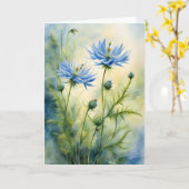 Liefde-in-een-nevelbloem Watercolor Verjaardag Kaart (Gele Bloem)