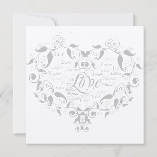 Liefde in eender welke taal in de Silver Wedding U Kaart (Voorkant)
