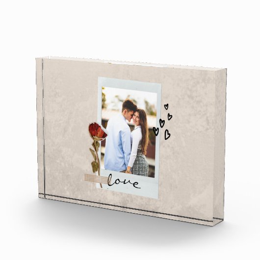 Liefde in Elegant Script Foto met Hart (Rechts)