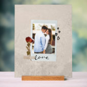 Liefde in Elegant Script Foto met Hart Acryl Bord (Neutraal)
