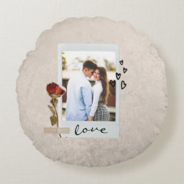 Liefde in Elegant Script Foto met Hart Rond Kussen