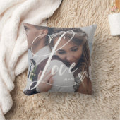 Liefde in elegant script | Twee foto's met hart Kussen (Deken)