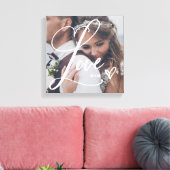 Liefde in elegant script | Uw foto met hart Canvas Afdruk (Insitu (Woonkamer))