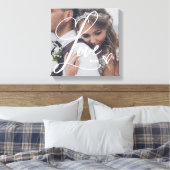 Liefde in elegant script | Uw foto met hart Canvas Afdruk (Insitu (Slaapkamer))