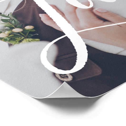 Liefde in elegant script | Uw foto met hart Poster (Hoek)