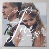 Liefde in elegant script | Uw foto met hart Poster (Voorkant)