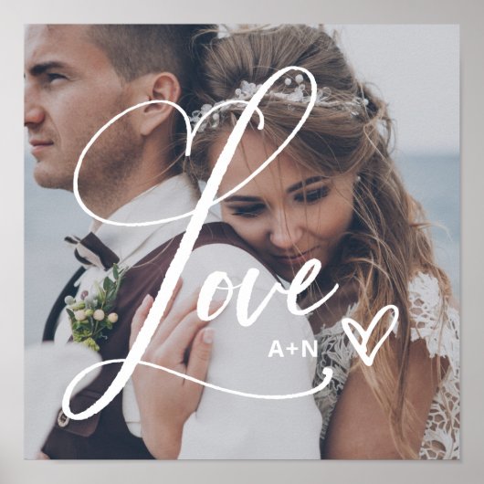 Liefde in elegant script | Uw foto met hart Poster (Voorkant)
