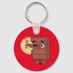 Liefde in elke hap Grappig Schattige Paar Liefde P Sleutelhanger