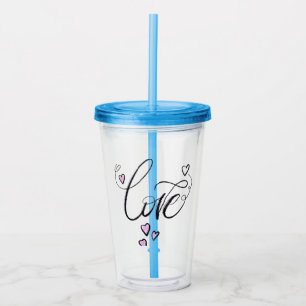 Liefde in elke slok Elegante acrylrietje in schr Acryl Drinkbeker