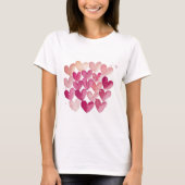 Liefde in elke steek | Pink Heart Valentijns T-shirt (Voorkant)