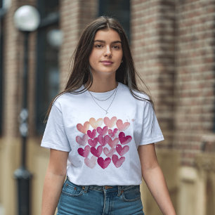 Liefde in elke steek Pink Heart Valentijns T-shirt