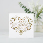 Liefde in elke taal Gold bruiloft uitnodiging (Staand voorkant)