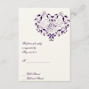 Liefde in elke taal in de Paarse reactiekaart RSVP Kaartje