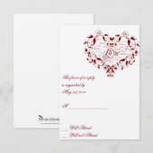 Liefde in elke taal in een rode reactiekaart RSVP kaartje (Voorkant / Achterkant)