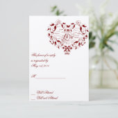 Liefde in elke taal in een rode reactiekaart RSVP kaartje (Staand voorkant)