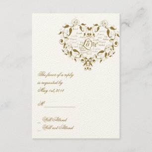 Liefde in elke taal in gouden antwoordkaart RSVP kaartje