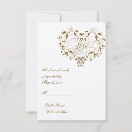 Liefde in elke taal in gouden antwoordkaart RSVP kaartje