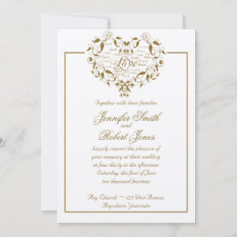 Liefde in elke taal in gouden bruiloft uitnodiging