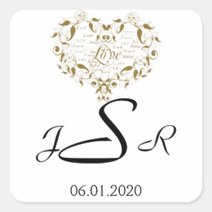 Liefde in elke taal in gouden Monogram Sticker