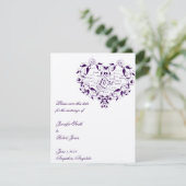 Liefde in elke taal in het Paars Sla de datumkaart Save The Date (Staand voorkant)