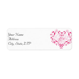 Liefde in elke taal in Hot Pink Address Label