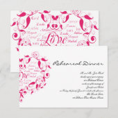 Liefde in elke taal in Hot Pink bruiloft repetitie Kaart (Voorkant / Achterkant)