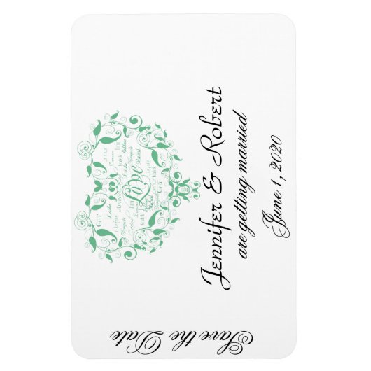 Liefde in elke taal in Mint Green Bewaar de datum Magneet (Verticaal)