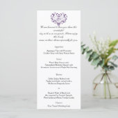 Liefde in elke taal in Paarse bruiloft Menu (Staand voorkant)