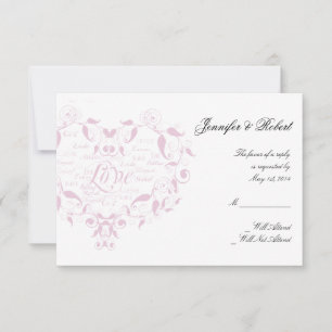 Liefde in elke taal in Petal Pink Response Kaart