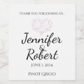 Liefde in elke taal in Petal Pink Wine Label Wijn Etiket (Enkel label)