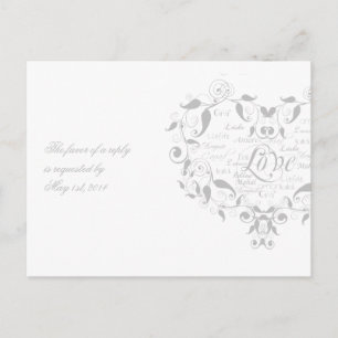 Liefde in elke taal in Silver RSVP Briefkaart