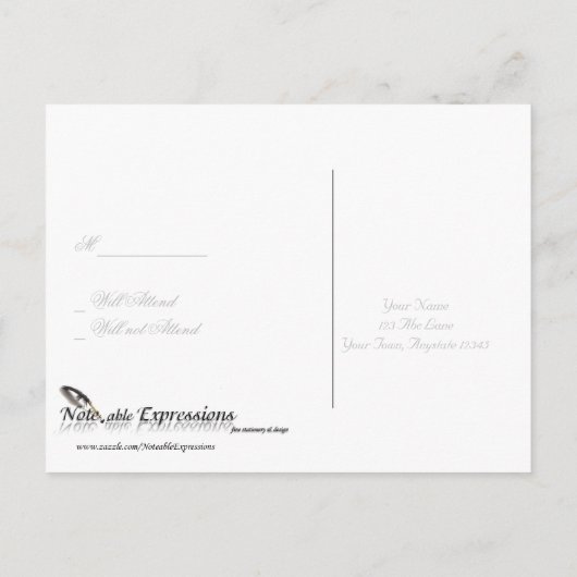 Liefde in elke taal in Silver RSVP Briefkaart (Achterkant)