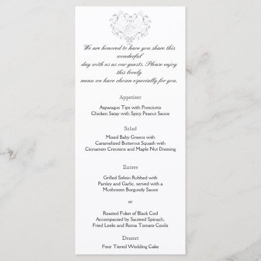 Liefde in elke taal in Silver Wedding Menu (Voorkant)