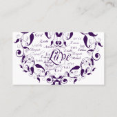 Liefde in elke Taal Paarse Trouwplaats Kaarten Plaatskaartje (Achterkant)