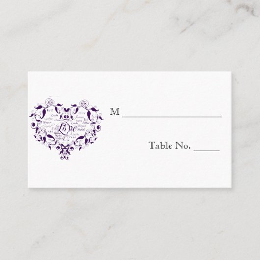 Liefde in elke Taal Paarse Trouwplaats Kaarten Plaatskaartje (Voorkant)