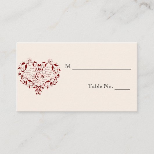 Liefde in elke Taal Rode Trouwplaats Kaarten Plaatskaartje (Voorkant)
