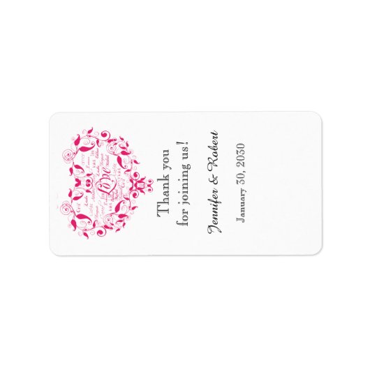 Liefde in elke taal Roze Bruiloft Lip Balm Label (Voorkant)