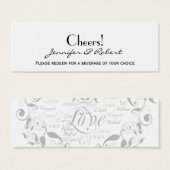 Liefde in elke taal Silver Wedding Drink Tickets Mini Visitekaartjes (Voorkant /achterkant)