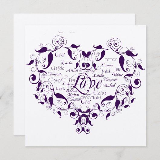 Liefde in elke taal tijdens de uitnodiging voor Pa (Voorkant / Achterkant)