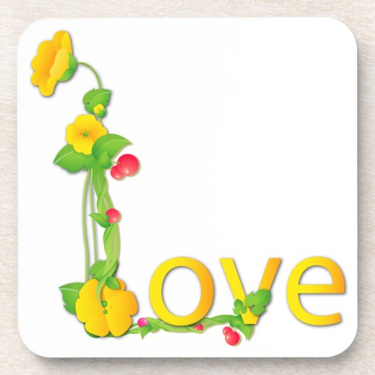 Liefde in Gele Bloemen Bier Onderzetter (Voorkant)